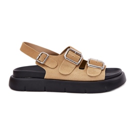 Big Star Kvinders ruskind sandaler med stor stjerne RR274665 beige spænder