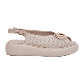 S.Barski Kvinders lædersandaler med et ornament af S. barski LR51-786 beige
