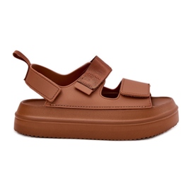 Inna Kvinders sandaler på kamel velcro plast brun
