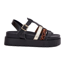 Inna Kvinders sandaler med striber på platformen sort