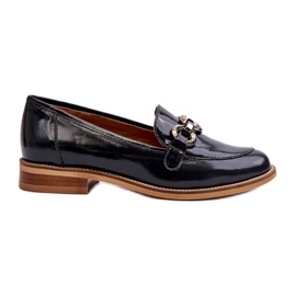 Laura Messi 2760 Navy Blue Leather Leather Lakished Loafers