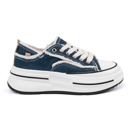 Shelvt Navy Blue Women's Sneakers med hvide indsatser blå