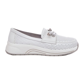 Openwork sko lavet af naturligt læder på Artiker 56C2101 White Platform hvid