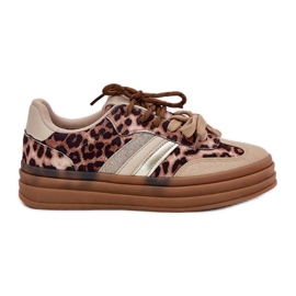 Inna Kvinders sneakers på platformen med dobbelt snøring beige leopard