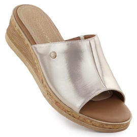 Kvinders flip flops på den gyldne kiler Sergio Leone KL-191 gylden