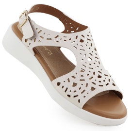 Kvinders sandaler på kiler cremet Sergio Leone SK-850 beige