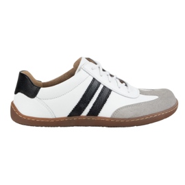 Olivier Barfodet kvinders minimalistiske lædersko 1287 Hvid med sorte sneakers
