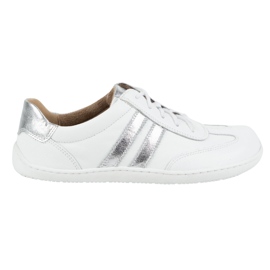 Olivier Barfodet kvinders læder minimalistiske sko 1287 hvide med sølv sneakers