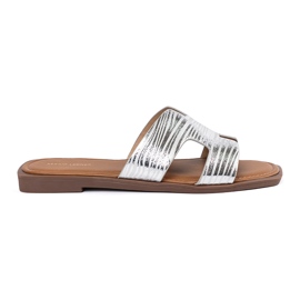 Sergio Leone Sølv flip flops med en firkantet tå