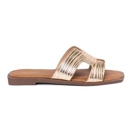 Sergio Leone Gylden flip flops med en firkantet tå
