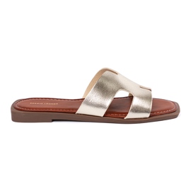 Sergio Leone Lyspladede flip -flops med en firkantet næse gylden
