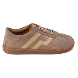 Barfodet kvinders lædersko Olivier Eliza Dark Beige