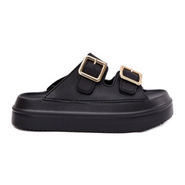 Inna Kvinders flip flops på platformen med gyldne klemmer sort
