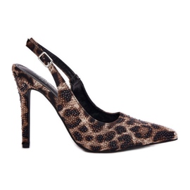 Inna Dekorerede sandaler på en pin beige og sort leopardprint