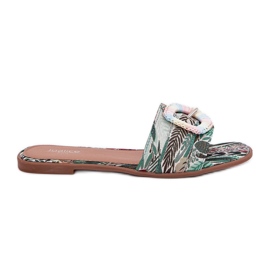 Inna Flad kvinders flade flip flops med en dekorativ flerfarvet spænde