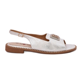 S.Barski Elegant fladhælede kvinders sandaler med et ornament af S. barski Kv51-082 sølv