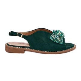 S.Barski Kvinders sandaler med fladhælede bue s. Barski Kv51-014 Green grøn