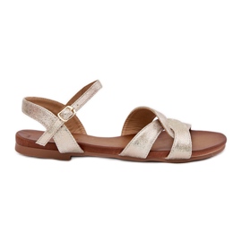 S.Barski Flat blanke kvinders sandaler S. Barski Kv51-022 Guld gylden