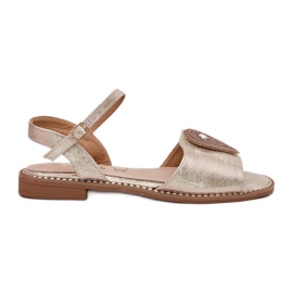 S.Barski Kvinders fladhælede sandaler med et ornament af S. Barski Kv51-098 Zloty gylden