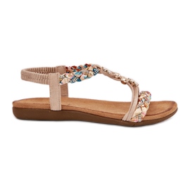 EVento Kvinders sandaler med stifter og vævede striber beige