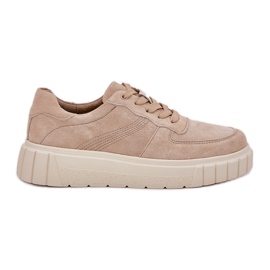 EVento Kvinders ruskind sneakers på platformen beige