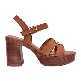 EVento Kvinders sandaler på Camel Golden Decoration Post brun