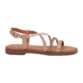 Flade sandaler med dekorative Vinceza 17379 beige striber
