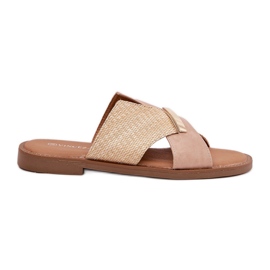 Kvinders flade hæle med en dekorativ Vinceza 17385 beige