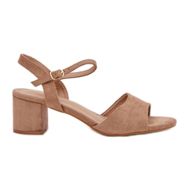 EVento Eco Suede Classic Women's High Heels Beige Sandals