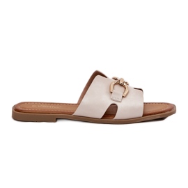 EVento Kvinders flade flip flops med dekorativ detalje beige