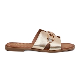EVento Kvinders flade flip flops med en dekorativ gylden detalje