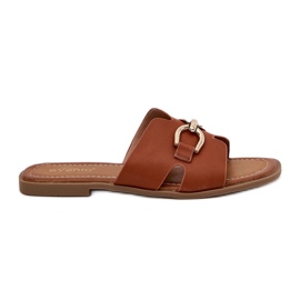 EVento Kvinders flade flip flops med en dekorativ kameldetalje brun