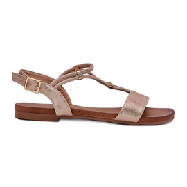 S.Barski Kvinders flade sandaler med striber S. Barski Kv51-120 Pink Gold gylden