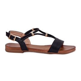 S.Barski Kvinders flade sandaler med striber S. Barski Kv51-120 sort
