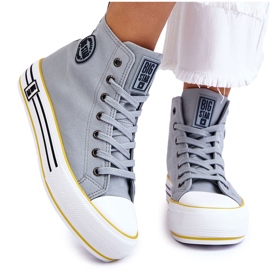Big Star Kvinders høje materiale sneakers på den store stjerne LL274188 platform lyseblå
