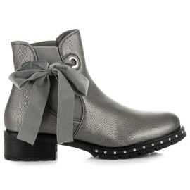 Ideal Shoes Sølv Chelsea-støvler med sløjfe grå