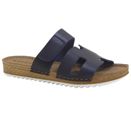 Befado Kvinders læder hjemmesko 158d297 Navy Blue blå