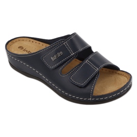 Inblu, kvinders læder flip -flops 158d001 marineblå