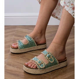 Grønne hjemmesko Espadrilles med spænder