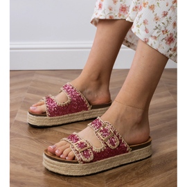 Pink Espadrilles glitter med spænder lyserød