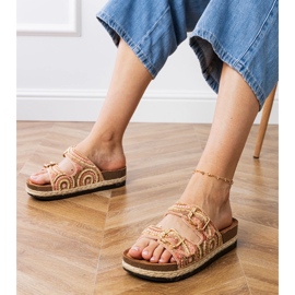Pink etniske flip flops med klemmer på striber lyserød