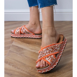 Orange flip flops med striber