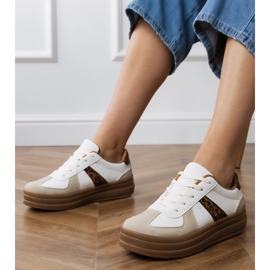 Kvinders leopard -sneakers på platformen hvid