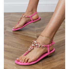 Pink sandaler japansk med krystaller lyserød