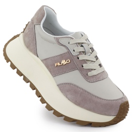 Lædersportsko på en tyk platform beige filippo dp6785