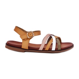 Kvinders sandaler med Sergio Leone SK090H svingende striber gul