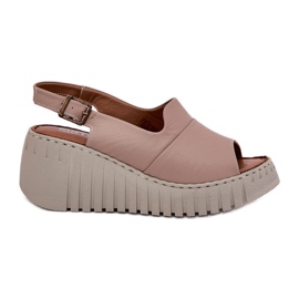 ARTIKER Kvinders sandaler lavet af naturligt læder til en Wedge Artker 54C0788 Dark Beige