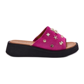 Kvinders ruskind flip flops med Vinceza 66741 Fuksja lyserød