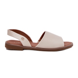 EVento Kvinders flade sandaler øko læder beige