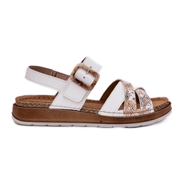 Kvinders sandaler med inblu GS000056 White Buckle hvid